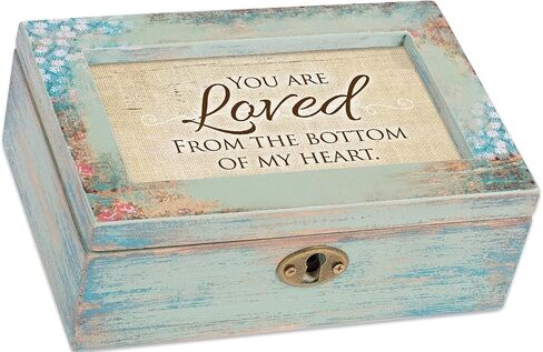 Cottage Garden Loved from The Bottom of My Heart Distressed Wood Jewelry Music Box Plays Tune Wind Beneath My Wings in Saudi Arabia