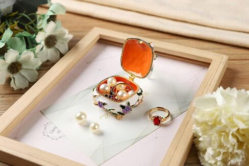 Janshe Cul Cute Bird Trinket Boxes Hinged Hand-Painted Enameled Animals Jewelry Box Figurine Ornaments Craft Gift for Home Decor, White in Kuwait