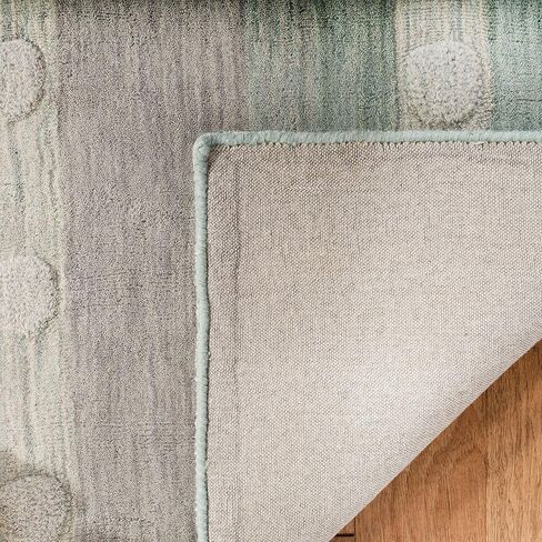 SAFAVIEH Kids Collection Accent Rug - 3' x 5', Aqua & Ivory, Handmade Stripe Wool, Ideal for High Traffic Areas in Entryway, Living Room, Bedroom (SFK801J) in Saudi Arabia
