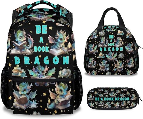 حقائب ظهر NICEFORNICE Dragon للأطفال، حقيبة ظهر لطيفة مقاس 16 بوصة للمدرسة، حقيبة كتب ملونة خفيفة الوزن للفتيات in Saudi Arabia