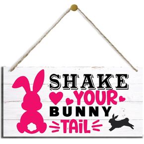 Easter Wood Sign, Decorative Wood Hanging Wood Plaque, Easter Wooden Hanging Plaque, Decorations for Spring Easter Party, Farmhouse Home Decor, Easter Gift for Home, Shake Your Bunny Tail in Kuwait