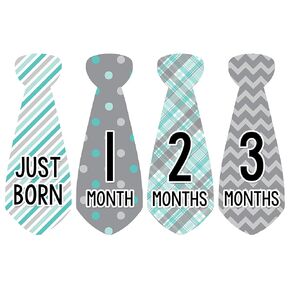 Months in Motion Baby Monthly Necktie Stickers - Baby Milestone Tie Stickers - Newborn Boy Stickers - Month Stickers for Baby Boy - Baby Boy Stickers - Newborn Monthly Milestone Stickers - Set of 20 in Kuwait