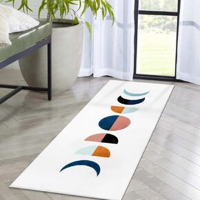 Lanffia Boho عداء البساط 2x6، مرحلة القمر المدخل البساط عداء قابل للغسل غرفة الغسيل البساط داخلي فو الصوف رمي السجاد مزرعة منخفضة كومة أرضية السجاد للمطبخ مدخل غرفة النوم غرفة المعيشة، برتقالي / أسود in Kuwait