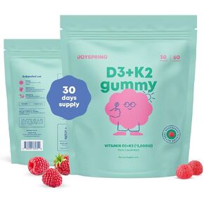 JoySpring فيتامين D3 علكات للأطفال والصغار - فيتامين د للأطفال النمو الصحي والتنمية - أطفال فيتامين D3 وK2 - فيتامين د الأساسي للأطفال مناسب للأطفال الصغار والمراهقين - 60 D3 علكات in Kuwait