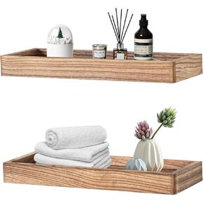 أرفف عائمة من NIUBEST للجدار، رف خشبي مقاس 16 بوصة للحمام وغرفة النوم وغرفة المعيشة والمطبخ وأرفف لتزيين الحائط مجموعة من 2 (جوز) in Kuwait