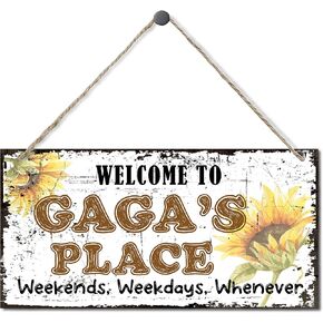 Vintage Style Sign, Welcome to G-Ma's Place Weekends, Weekdays, Whenever Decorative, Hanging Wood Sign Home Decorative, Printed Wood Wall Art Sign, Sunflower Sign Gift for Grandma 12x6 in