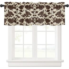 زادالينغ ستارة قصيرة للمطبخ بطبعة جلد بقرة وغرافي لغرفة المعيشة، ستارة قصيرة بجيب قضيب لديكور غرفة النوم، ستارة معالجة للنافذة 1 لوحة 18 انش × 54 انش in Kuwait