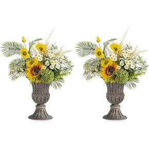 Nuptio Gold Vases for Centerpieces Wedding - 2 Pcs 9in Height Metal Urn Planter Elegant Wedding Centerpieces for Tables - Trumpet Vase for Weddings Party Decoration Centerpiece Table Decorations