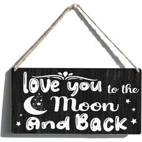 علامة الحضانة هدية مزرعة أحبك إلى القمر والظهر لوحة خشبية معلقة لوحة ديكور فني جداري ريفي لتزيين الحضانة المنزلية 12 × 6 بوصات in Kuwait