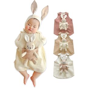 Baby Sleeping Sack with Pocket + Rabbit Stuffed Rattle (Tory) for Unisex Infant Toddler (as1, Age, 0_Month, 12_Months, Beige) in Saudi Arabia