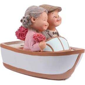 SEWACC Loving Elderly Couple Figurines Old Married Couple Figurine Resin Statues Miniature Valentines Day Couple Statue for Home Wedding Decor ( Accompanying All The Way )