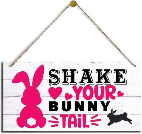 Easter Wood Sign, Decorative Wood Hanging Wood Plaque, Easter Wooden Hanging Plaque, Decorations for Spring Easter Party, Farmhouse Home Decor, Easter Gift for Home, Shake Your Bunny Tail in Kuwait