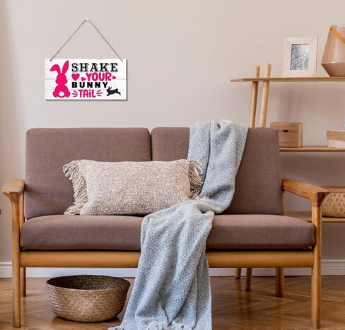 Easter Wood Sign, Decorative Wood Hanging Wood Plaque, Easter Wooden Hanging Plaque, Decorations for Spring Easter Party, Farmhouse Home Decor, Easter Gift for Home, Shake Your Bunny Tail in Kuwait