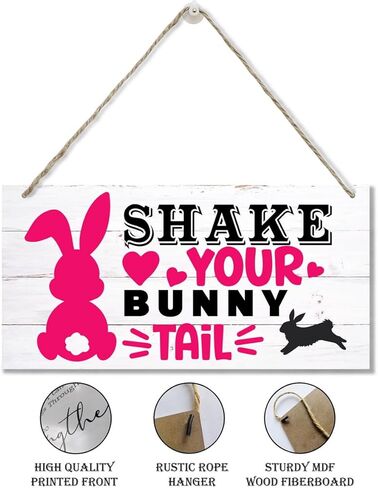 Easter Wood Sign, Decorative Wood Hanging Wood Plaque, Easter Wooden Hanging Plaque, Decorations for Spring Easter Party, Farmhouse Home Decor, Easter Gift for Home, Shake Your Bunny Tail in Kuwait