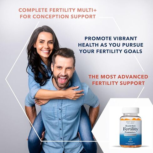 فيتامينات صمغية خصوبة الطيور من بيست ويلنس ريدي بيرد، علكات متعددة الفيتامينات قبل الولادة للرجال والنساء، ميثيل فولات (حمض الفوليك) للحمل، مزيج طعام كامل، نكهة الخوخ، 60 قيراط in Kuwait