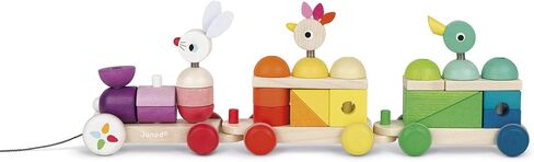 Janod Zigolos Giant 31 Piece Multicolor Wood Pull-Along Train and Stacker – Ages 1+ - J08202 in Saudi Arabia