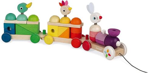 Janod Zigolos Giant 31 Piece Multicolor Wood Pull-Along Train and Stacker – Ages 1+ - J08202 in Saudi Arabia