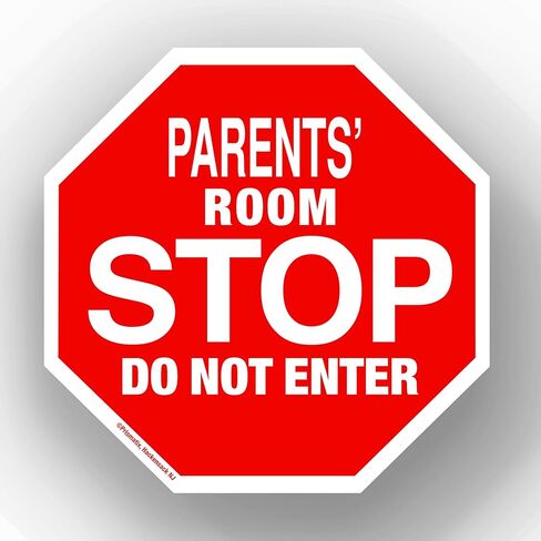 علامة توقف الوالدين - مظهر رسمي 5 1/2 بوصة × 5 1/2 بوصة علامة اسم شخصية - معلقة على الحائط لباب غرفة الأطفال/الخزانة/المكتب (ملصقات جديدة، لافتات الشوارع) in Kuwait