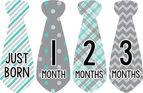 Months in Motion Baby Monthly Necktie Stickers - Baby Milestone Tie Stickers - Newborn Boy Stickers - Month Stickers for Baby Boy - Baby Boy Stickers - Newborn Monthly Milestone Stickers - Set of 20 in Kuwait
