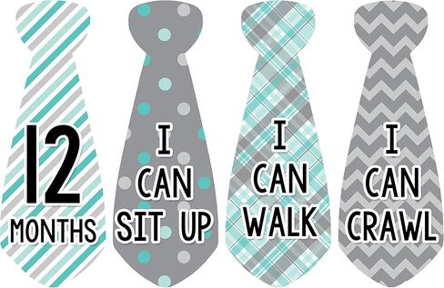 Months in Motion Baby Monthly Necktie Stickers - Baby Milestone Tie Stickers - Newborn Boy Stickers - Month Stickers for Baby Boy - Baby Boy Stickers - Newborn Monthly Milestone Stickers - Set of 20 in Kuwait