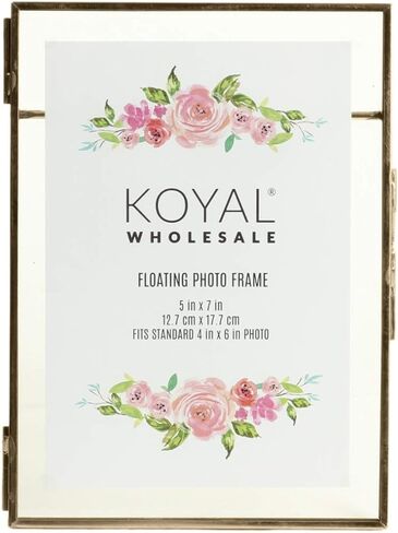 Koyal Wholesale Pressed Glass Floating Photo Frames 5 x 7 Frame, Gold 8-Pack with Stands Use Horizontal or Vertical in Kuwait