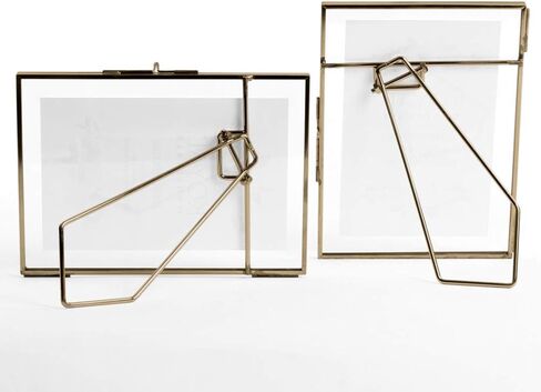 Koyal Wholesale Pressed Glass Floating Photo Frames 5 x 7 Frame, Gold 8-Pack with Stands Use Horizontal or Vertical in Kuwait