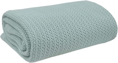 Living Textiles 100% Organic Cotton Cellular Baby Blanket - White | Ultra Soft, Lightweight, and Versatile Swaddle and Receiving Blanket | Baby Essentials | Baby Gift Ideas in Kuwait