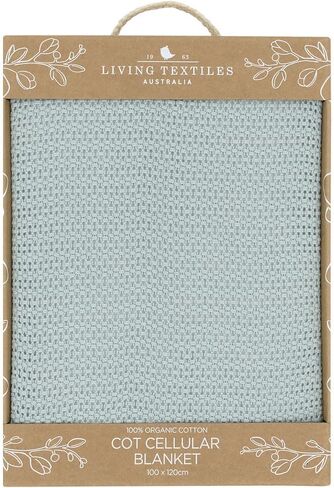 Living Textiles 100% Organic Cotton Cellular Baby Blanket - White | Ultra Soft, Lightweight, and Versatile Swaddle and Receiving Blanket | Baby Essentials | Baby Gift Ideas in Kuwait