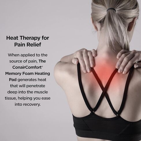 وسادة تدفئة من إسفنج الذاكرة المريحة من كونير لتخفيف آلام الظهر، وسادة تدفئة للرقبة والكتف، وسادة تدفئة للحيض للتشنجات، حجم كبير 11.5 بوصة × 20.5 بوصة، 3 إعدادات للحرارة مع إيقاف تلقائي in Kuwait