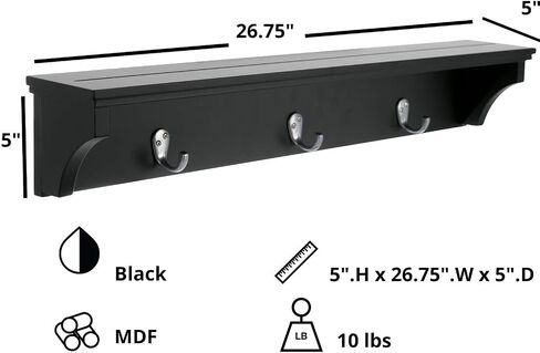 nexxt Finley Wall Shelf with 3 Metal Hooks in Saudi Arabia