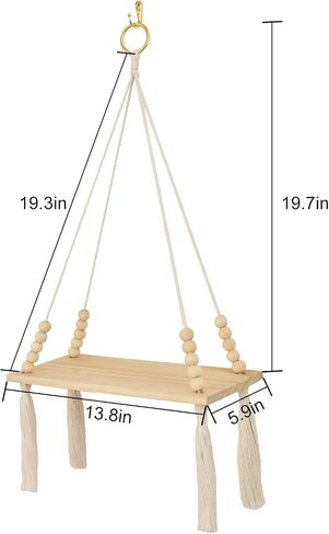 Checrxy Macrame Wall Hanging Shelves, 2 Set Boho Floating Shelves with Tassel for Bedroom, Living Room, Nursery, Dorm or Lounge, Aesthetic & Cute Wall Decor, Handmade Idea Gife for Anyone (Natural) in Saudi Arabia