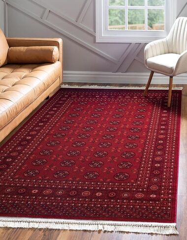 Rugs.com Bokhara Collection Rug – 5' x 8' Red Low Rug Perfect for Bedrooms, Dining Rooms, Living Rooms in Saudi Arabia