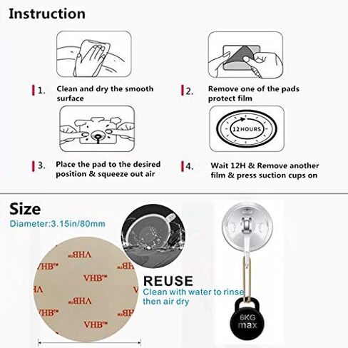 8 عبوات ميتريد عصا على الوجهين شديدة التحمل قرص لاصق لاصق لاصق لاصق لاصق لكوب تثبيت خطاف على لوحة التابلوت، لكاميرا شاومي شاومي شاومي شاومي واي جوبرو وجي بي اس سات كاميرا 70 مم in Kuwait