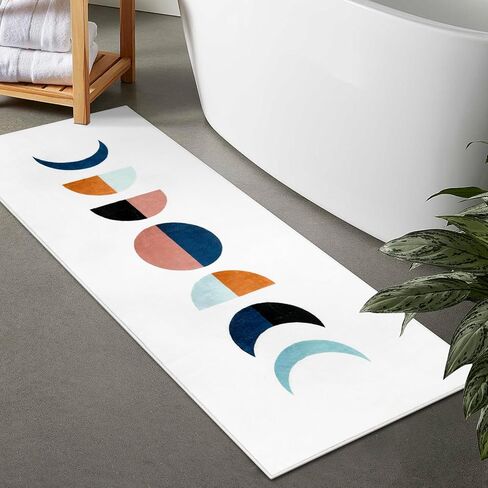 Lanffia Boho عداء البساط 2x6، مرحلة القمر المدخل البساط عداء قابل للغسل غرفة الغسيل البساط داخلي فو الصوف رمي السجاد مزرعة منخفضة كومة أرضية السجاد للمطبخ مدخل غرفة النوم غرفة المعيشة، برتقالي / أسود in Kuwait