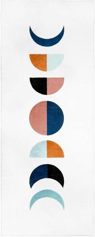 Lanffia Boho عداء البساط 2x6، مرحلة القمر المدخل البساط عداء قابل للغسل غرفة الغسيل البساط داخلي فو الصوف رمي السجاد مزرعة منخفضة كومة أرضية السجاد للمطبخ مدخل غرفة النوم غرفة المعيشة، برتقالي / أسود in Kuwait