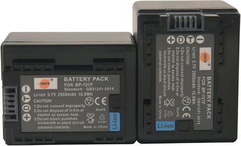استبدال DSTE لبطارية 2X BP-727 مشفرة بالكامل + محول شاحن سيارة وسفر DC131 متوافق مع Canon CG-700 Vixia HF R30 R32 R60 R62 R72 R506 R600 M500 M506 SLR مثل BP-727F BP-718 in Saudi Arabia