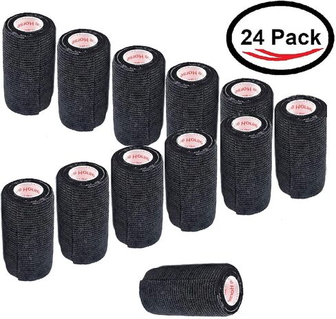 3 Inch Self Adhesive Medical Bandage Wrap Sport Tape (Black Bean) (12 Pack) Strong Elastic Self Adherent Cohesive First Aid Sport Flex Rolls for Wrist Ankle Knee Sprains and Swelling in Kuwait