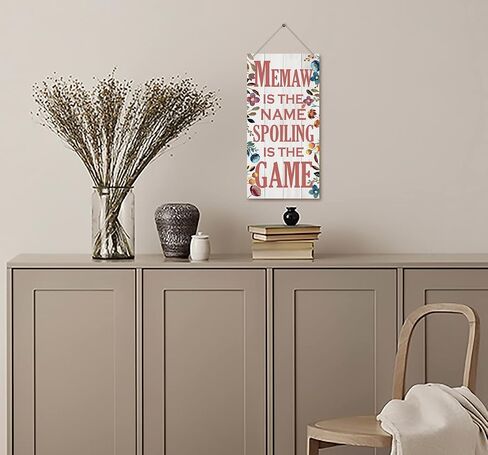 Memaw is The Name Spoiling is The Game Wood Decor Sign, Hanging Printed Wooden Plaque Decor, Rustic Home Decor Sign, Decorative Wall Art, Home Accent, Memaw Decor, Gift for Grandma, Women 12x6 inch in Kuwait