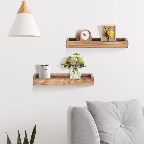 أرفف عائمة من NIUBEST للجدار، رف خشبي مقاس 16 بوصة للحمام وغرفة النوم وغرفة المعيشة والمطبخ وأرفف لتزيين الحائط مجموعة من 2 (جوز) in Kuwait
