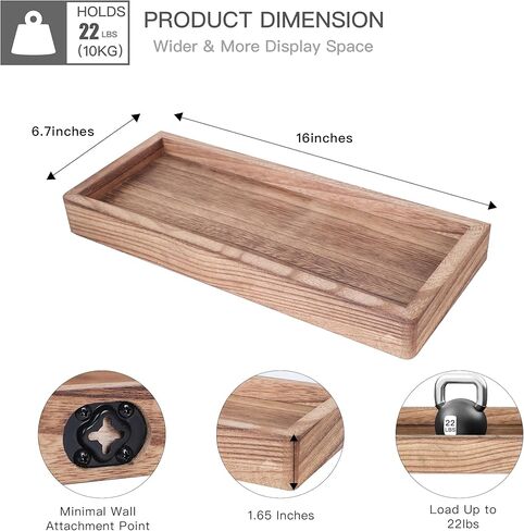 أرفف عائمة من NIUBEST للجدار، رف خشبي مقاس 16 بوصة للحمام وغرفة النوم وغرفة المعيشة والمطبخ وأرفف لتزيين الحائط مجموعة من 2 (جوز) in Kuwait