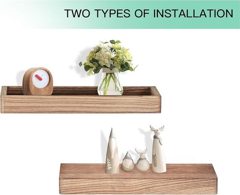 أرفف عائمة من NIUBEST للجدار، رف خشبي مقاس 16 بوصة للحمام وغرفة النوم وغرفة المعيشة والمطبخ وأرفف لتزيين الحائط مجموعة من 2 (جوز) in Kuwait