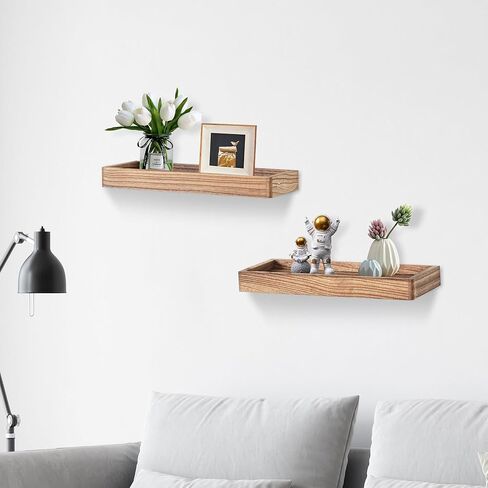 أرفف عائمة من NIUBEST للجدار، رف خشبي مقاس 16 بوصة للحمام وغرفة النوم وغرفة المعيشة والمطبخ وأرفف لتزيين الحائط مجموعة من 2 (جوز) in Kuwait