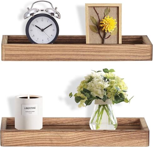 أرفف عائمة من NIUBEST للجدار، رف خشبي مقاس 16 بوصة للحمام وغرفة النوم وغرفة المعيشة والمطبخ وأرفف لتزيين الحائط مجموعة من 2 (جوز) in Kuwait