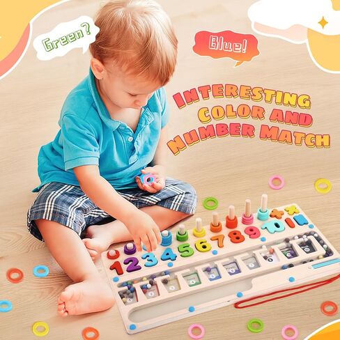 Augot Wooden Magnet Board Puzzles, 3 in 1 Magnetic Color and Number Maze, Activities Matching Counting Board for Kids Toddlers, Montessori Early Learning Educational Toys for 3+ Years Old Boys Girls in Kuwait