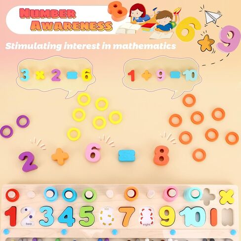 Augot Wooden Magnet Board Puzzles, 3 in 1 Magnetic Color and Number Maze, Activities Matching Counting Board for Kids Toddlers, Montessori Early Learning Educational Toys for 3+ Years Old Boys Girls in Kuwait