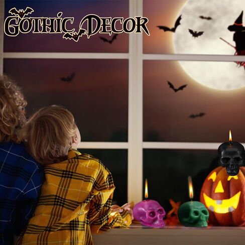 MTLEE 5 Pieces 4.3" Halloween Skull Candle Large Skull Figure Image Candle Gothic Horror Novelty Decor for Spell Ritual Witch Fireplace Home Decorations Gifts, 5 Colors in Saudi Arabia