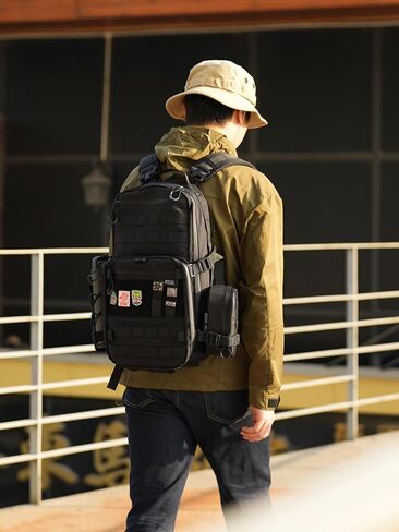 حقيبة ظهر تكتيكية TACTICAL_GEEK ModCase B2 Ultimate EDC، سعة عالية 14 لتر، حجرة كمبيوتر محمول مضادة للصدمات، مقاومة للماء، نظام مولي، للمشي لمسافات طويلة، والتخييم، والتنقل، وحقيبة الظهر النهارية، باللون الأسود in Saudi Arabia
