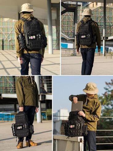 حقيبة ظهر تكتيكية TACTICAL_GEEK ModCase B2 Ultimate EDC، سعة عالية 14 لتر، حجرة كمبيوتر محمول مضادة للصدمات، مقاومة للماء، نظام مولي، للمشي لمسافات طويلة، والتخييم، والتنقل، وحقيبة الظهر النهارية، باللون الأسود in Saudi Arabia