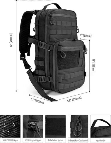 حقيبة ظهر تكتيكية TACTICAL_GEEK ModCase B2 Ultimate EDC، سعة عالية 14 لتر، حجرة كمبيوتر محمول مضادة للصدمات، مقاومة للماء، نظام مولي، للمشي لمسافات طويلة، والتخييم، والتنقل، وحقيبة الظهر النهارية، باللون الأسود in Saudi Arabia