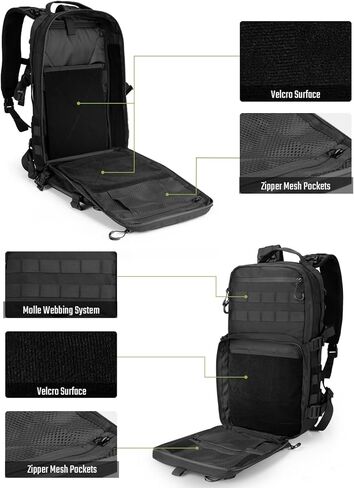 حقيبة ظهر تكتيكية TACTICAL_GEEK ModCase B2 Ultimate EDC، سعة عالية 14 لتر، حجرة كمبيوتر محمول مضادة للصدمات، مقاومة للماء، نظام مولي، للمشي لمسافات طويلة، والتخييم، والتنقل، وحقيبة الظهر النهارية، باللون الأسود in Saudi Arabia